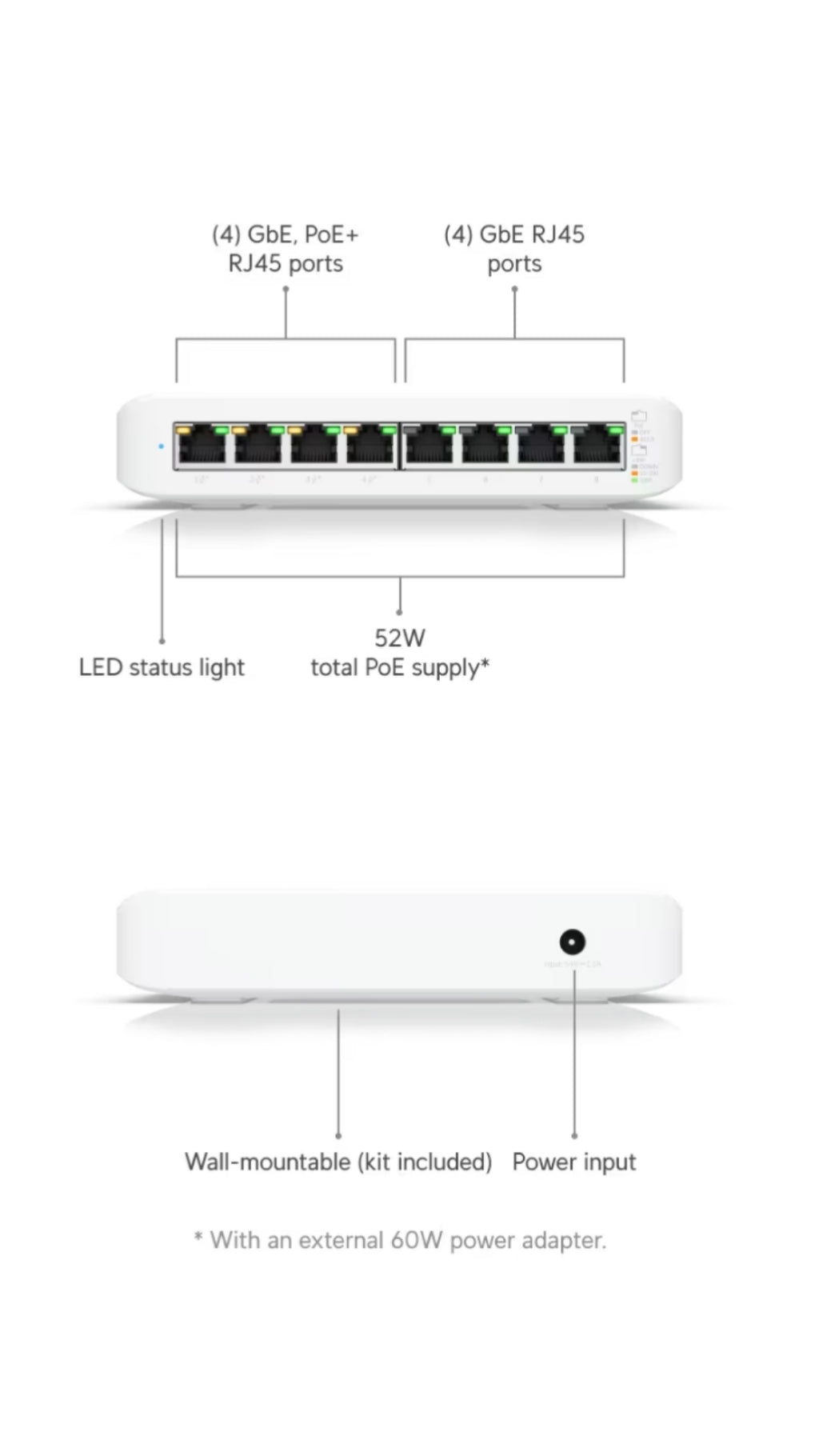 Ubiquiti Lite 8 x RJ45, 4 x PoE+ Gigabit switch