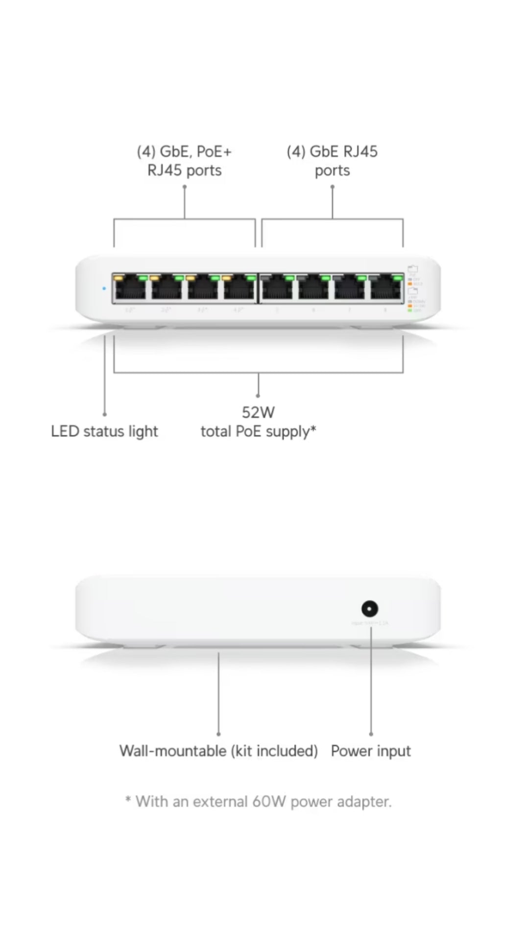 Ubiquiti Lite 8 x RJ45, 4 x PoE+ Gigabit switch